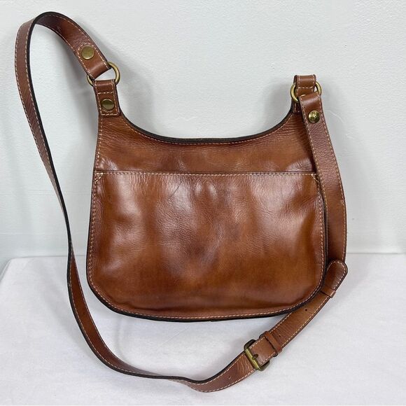 Patricia Nash London Saddle Bag Map Print in Riot Rust Brown Full Grain Leather - Picture 10 of 12